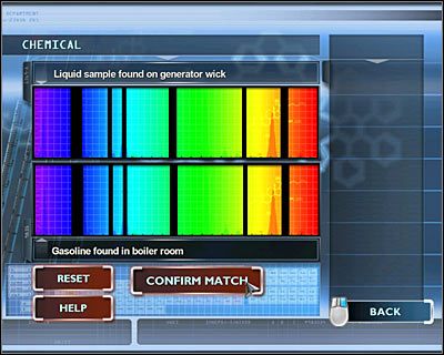 Wejdź do prawego pomieszczenia (MATERIALS LAB), kliknij na lewym komputerze i rozpocznij kolejną serię badań chemicznych - [Odcinek 4 - Extinguished] Część 7 | CSI Mordercze Zamiary - CSI: Mordercze Zamiary - poradnik do gry