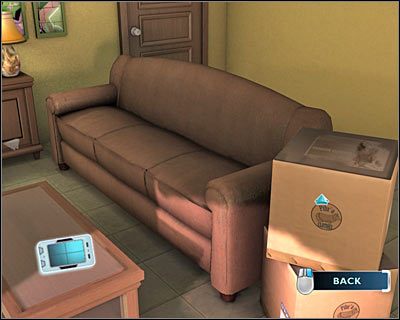 Przesuń kamerę w prawo i obejrzyj skrzynie znajdujące się przy sofie - [Odcinek 5 - Crime Scene Impersonator] Część 5 | CSI Mordercze Zamiary - CSI: Mordercze Zamiary - poradnik do gry