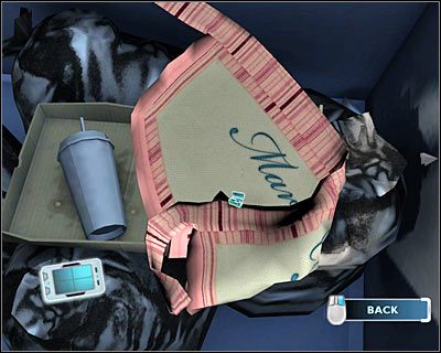 Teraz kliknij na różowym obiekcie, na którym leżały pozyskane niedawno butelki - [Odcinek 5 - Crime Scene Impersonator] Część 8 | CSI Mordercze Zamiary - CSI: Mordercze Zamiary - poradnik do gry