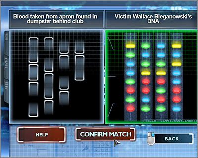Wejdź do prawego pomieszczenia (MATERIALS LAB), kliknij na lewym komputerze i wybierz analizę DNA - [Odcinek 5 - Crime Scene Impersonator] Część 9 | CSI Mordercze Zamiary - CSI: Mordercze Zamiary - poradnik do gry