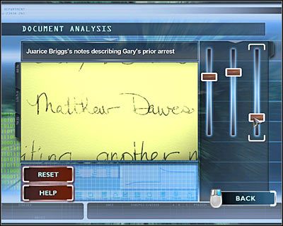 Podejdź teraz do prawego komputera i rozpocznij analizę dokumentu (DOCUMENT ANALYSIS) - [Odcinek 5 - Crime Scene Impersonator] Część 9 | CSI Mordercze Zamiary - CSI: Mordercze Zamiary - poradnik do gry