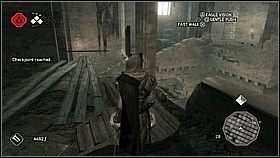 Do drugiego mechanizmu dostaniemy się po trumnie ze szkieletem podwieszonej na linie i dalej korzystając z belki - Odkrywca | Lista trofeów Assassins Creed II - Assassins Creed II - poradnik do gry