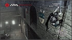 Za zakrętem w prawo jest podobny motyw - mechanizm, który otwiera tylko na chwilę kraty - Ucieczka z więzienia - cz. 1 | Lista trofeów Assassins Creed II - Assassins Creed II - poradnik do gry