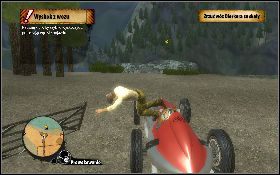 Wsiądź do niego, rozpędź się maksymalnie [1] , a po zniszczeniu drewnianego ogrodzenia wyskocz z wozu [2] (naciśnij i przytrzymaj klawisz E) - Niedzielna przejażdżka | Prolog | The Saboteur - The Saboteur - poradnik do gry