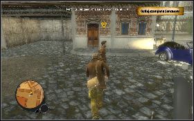 Z prawej strony znajdziesz pomieszczenie [1] , w którym możesz się schować, jeśli nie widzi cię żaden nazista - Uderzenie butelką | Akt I | The Saboteur - The Saboteur - poradnik do gry