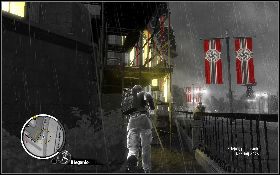 Po wejściu do środka przejdź do drugiej i podejdź do starszej kobiety [1] - Ucieczka z więzienia (Margot) | Akt II | The Saboteur - The Saboteur - poradnik do gry