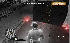 Wskocz na platformę między dwoma wagonami [1] i wejdź na dach po drabince z lewej - Grzmot (Skylar) | Akt II | The Saboteur - The Saboteur - poradnik do gry