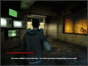 Powinniśmy się teraz odwrócić i spojrzeć na trzy niebieskie telewizory wyświetlające cyfry #1 - [Opis przejścia - Jeff] cz. 1 | Piła - Piła - poradnik do gry