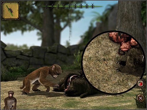 Trzeba zebrać 10 mrówek (więcej nie wejdzie na źdźbło), zmniejszenie stopnia trudności (stosowna ikonka po prawej) powoduje, że mrówki poruszają się wolniej i bardzo łatwo je wyłapać - Rozdział pierwszy (2) - Opis przejścia - Return to Mysterious Island 2 - poradnik do gry