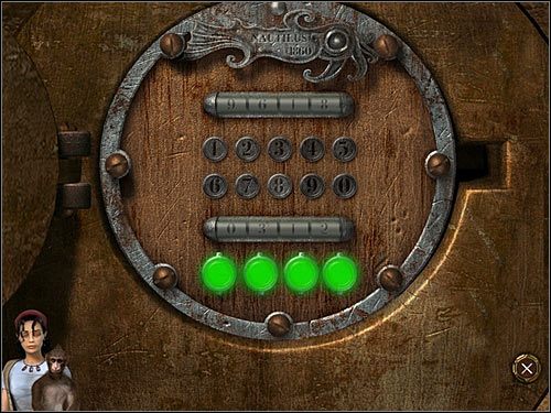 Zagadka jest losowa, toteż kod widoczny na górnym wyświetlaczu jest dla każdego gracza inny, a w przypadku pomyłki, podczas jego wystukiwania na przyciskach, pojawia się kolejny - Rozdział drugi (1) - Opis przejścia - Return to Mysterious Island 2 - poradnik do gry