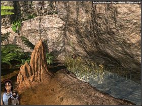 Na prawo od kopca znajduje się źródełko z czystą wodą , której możesz nabrać do któregoś wazonika - Rozdział piąty (2) - Opis przejścia - Return to Mysterious Island 2 - poradnik do gry