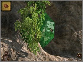 Przejdź teraz w stronę wody, przy dwu wystających z piasku skałkach zlokalizuj: po lewej - puszkę zielonej farby , po prawej - muszelki skorupiaków - Rozdział piąty (2) - Opis przejścia - Return to Mysterious Island 2 - poradnik do gry