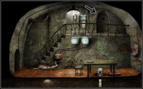 Kliknięcie nieopodal prawych nóg stołu, spowoduje, że wypełźniemy z kanału #1 - [Opis przejścia] Scena 06 | Machinarium - Machinarium - poradnik do gry