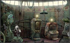 Wejście do salonu znajduje się w budynku po lewej, w zaułku w którym zdobyliśmy kota #1 - [Opis przejścia] Scena 16 | Machinarium - Machinarium - poradnik do gry