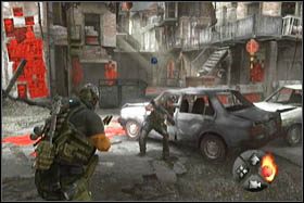 Dalsza droga prowadzić będzie przez wąską uliczkę, w stronę muru, na lewo od budynku, w którym na piętrze znajdowali się oponenci - [Opis przejścia - Etap 5] cz. 1 - Army of Two: The 40th Day - poradnik do gry