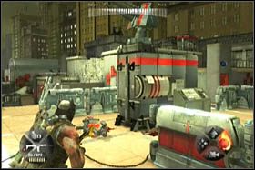 Wchodząc na górę i eliminując ostatnich niedobitków, zadziałaj na znajdującym się tam przełączniku - [Opis przejścia - Etap 6] cz. 2 - Army of Two: The 40th Day - poradnik do gry