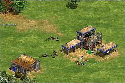 Po wycięciu drzew w pobliżu Town Center, budujemy lumber camp w niedużej odległości od lasu - Strategie gry - Age of Empires II: The Age of the Kings - poradnik do gry