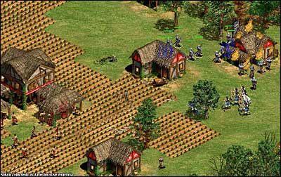 Łucznikami staramy się wystrzelać pracujących na farmach wieśniaków, piechota wybijamy tych zajmujących się wyrębem drewna i wydobywaniem złota czy też kamienia - Strategie gry - Age of Empires II: The Age of the Kings - poradnik do gry