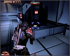 Rozejrzyj się za zestawem medycznym , a następnie złam zabezpieczenie na pokazanych na pierwszym screenie drzwiach (doskonale poznana mini-gra) - Mass Effect 2: Akta, Egzekutorka - opis przejścia, solucja - Mass Effect 2 - poradnik do gry