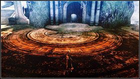 Po rozpoczęciu etapu biegniemy cały czas przed siebie [1], przeskakując wyłomy w ziemi - Chapter V: The Lost Holy Grounds | Opis przejścia Bayonetta - Bayonetta - poradnik do gry