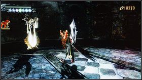 Odwracamy się do niej plecami i wchodzimy na skalną półkę z dźwignią [1] - Chapter V: The Lost Holy Grounds | Opis przejścia Bayonetta - Bayonetta - poradnik do gry