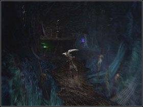 Winda gwałtownie opuści się, a Ty musisz wskoczyć do groty przy lewej krawędzi opuszczającej się windy - Opis przejścia - Fraud (1) | Kompletny opis przejścia Dantes Inferno - Dantes Inferno - poradnik do gry