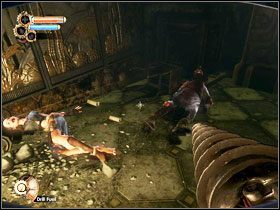 Po dotarciu do dużej sali, będziemy mieli okazję podziwiać wyczyny Dużej Siostry - Adonis Luxury Resort | Opis przejścia BioShock 2 - BioShock 2 - poradnik do gry