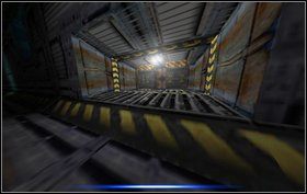 Na końcu szybu musimy przeskoczyć do kolejnego po przeciwnej stronie [1] pod ostrzałem działka - Episode V - Earthbound - Obcy - Aliens vs Predator Classic 2000 - poradnik do gry