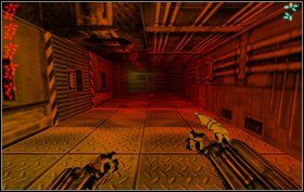 Po zabiciu dwóch wrogów biegniemy w dół i mijamy kilka wybuchowych beczek - Bonus V - Tyrargo - Predator - Aliens vs Predator Classic 2000 - poradnik do gry