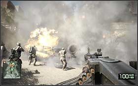 Niestety, nie uda Ci się wjechać samochodem do miasta, ponieważ na prowadzącej do niego drodze ustawiono barykadę - Sangre Del Toro (1) | Opis przejścia Battlefield Bad Company 2 - Battlefield: Bad Company 2 - poradnik do gry