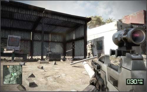 (1 ) Przekaźnik znajduje się pod wiatą, zaraz za barykadą postawioną na drodze prowadzącej do stacji bazowej Alpha - Przekaźniki (2) | Sekrety Battlefield Bad Company 2 - Battlefield: Bad Company 2 - poradnik do gry