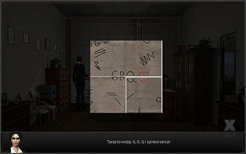 Kartka automatyczne się obróci, pokazując napis: 6, 8, Q i symbol kierów - Biuro terenowe FBI - Bronx, Nowy Jork (cz. 2) - Opis przejścia - 20.10.2009 - Art of Murder: Karty Przeznaczenia - poradnik do gry