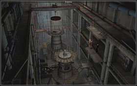 Maszeruj nim w prawo, a po zmianie perspektywy w dół ekranu, aż dotrzesz do platformy, na której leży biała kartka - Elektrownia - New Jersey (cz. 2) - Opis przejścia - 20.10.2009 - Art of Murder: Karty Przeznaczenia - poradnik do gry