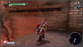 Idąc korytarzem przeskakujmy dół z lawa [1] , a po walce z demonami, wspinamy się na ścianę obok [2] - Twilight Cathedral (1) | Opis przejścia Darksiders - Darksiders - poradnik do gry