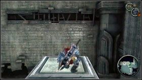 My również zeskakujemy, a potem przesuwamy kamień [1] w ten sposób, żeby dostać się na ścianę wspinaczkową [2] - Twilight Cathedral (2) | Opis przejścia Darksiders - Darksiders - poradnik do gry