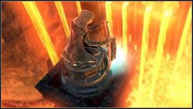 Na końcu tunelu znajdziemy mechanizm [1] , który wyciągnie posąg z lawy [2] - Twilight Cathedral (3) | Opis przejścia Darksiders - Darksiders - poradnik do gry