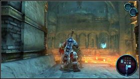 Zjeżdżamy po linie w dół [1] , gdzie używamy pobliskiego mechanizmu [2] - Twilight Cathedral (4) | Opis przejścia Darksiders - Darksiders - poradnik do gry