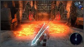 Żeby wrócić z powrotem, rzucamy Crossblade w dwa kamienie przyczepione do posągów [1] [2] - Twilight Cathedral (4) | Opis przejścia Darksiders - Darksiders - poradnik do gry