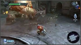Gdy rzucimy ostrzem, przeciwnik zostanie ogłuszony, a my w tym czasie możemy atakować monstrum zwisające mu z klatki [1] - The Jailer | Opis przejścia Darksiders - Darksiders - poradnik do gry
