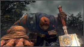 Po kilku ciosach pojawią się anioły [1] , a nasz przeciwnik podniesie swoją potężną broń [2] - Anvils Ford | Opis przejścia Darksiders - Darksiders - poradnik do gry