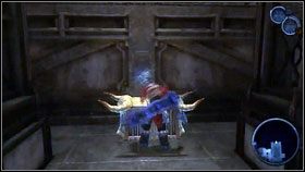 Po wyjściu na zewnątrz wchodzimy na pobliską linę, którą przechodzimy nad przepaścią - The Hollows (2) | Opis przejścia Darksiders - Darksiders - poradnik do gry