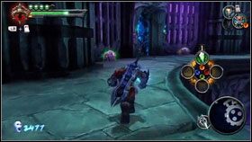 Pierwsze co robimy to wykorzystujemy Voidwalkera , żeby przenieść kamienne bloki na dwie najniższej wiszące windy [1] - The Black Throne (4) | Opis przejścia Darksiders - Darksiders - poradnik do gry