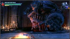 Omijamy ataki demona [1] i wskakujemy w portal, gdy uniesie rękę do ciosu [2] - Straga | Opis przejścia Darksiders - Darksiders - poradnik do gry