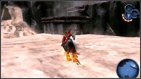 Po zrobieniu zakupów, przenosimy się do Ashlands [1] i ruszamy w kierunku zaznaczonego na mapie fragmentu broni [2] - Armageddon Blade (1) | Opis przejścia Darksiders - Darksiders - poradnik do gry