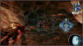 Wskakujemy na półkę skalną (z grzbietu konia) [1] , a następnie idziemy w lewo do tunelu z czerwoną naroślą - Armageddon Blade (1) | Opis przejścia Darksiders - Darksiders - poradnik do gry