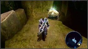 Używamy Abyssal Chain [1] , żeby się tam dostać i podnieść fragment kamienia [2] - Lifestones (2) | Sekrety Darksiders - Darksiders - poradnik do gry