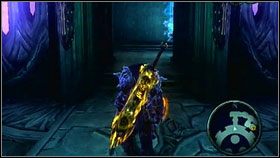 W pomieszczeniu z fioletowymi platformami szukamy wnęki, w której jest niebieska kula - Lifestones (2) | Sekrety Darksiders - Darksiders - poradnik do gry
