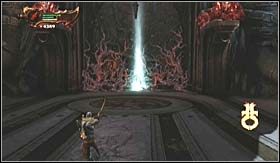 Po dotarciu do skalistych platform (wykonując dwa skoki wymagające wystrzelenia łańcuchów) będziesz mieć możliwość zapisania rozgrywki - Kuźnia (2) | Opis przejścia God of War III - God of War III - poradnik do gry