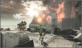 Po wydostaniu się na zewnątrz, przeleć nad przepaścią i przygotuj się na starcie - Miasto Olimpia (1) | Opis przejścia God of War III - God of War III - poradnik do gry