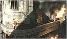 Po wydostaniu się na zewnątrz, przebiegnij po moście i wbiegnij na drabinkę po drugiej stronie - Miasto Olimpia (2) | Opis przejścia God of War III - God of War III - poradnik do gry